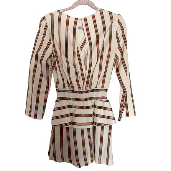Maje Ieni Striped Peplum Romper in White - Picture 11 of 14